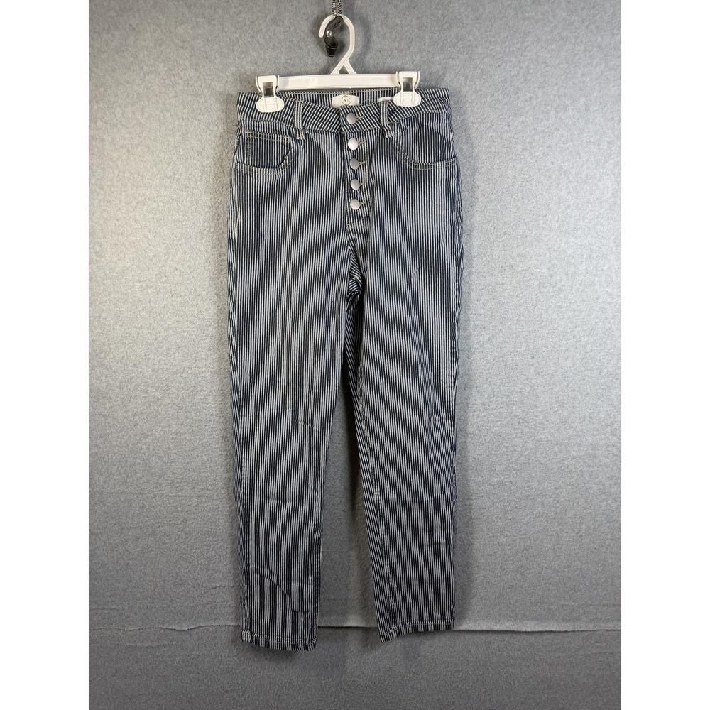 Cotton On Jeans Womens 2 Blue‎ High 90s Stretch Striped Button Fly Straight